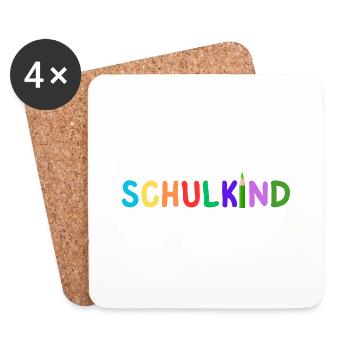 Schulkind 2023 - Einschulung - Erster Schultag - Untersetzer (4er-Set) - Weiß - Vorne