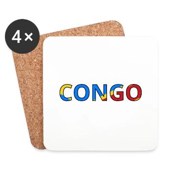 Drapeau Congo (Rép. dém.) - Dessous de verre (lot de 4) - blanc - Devant