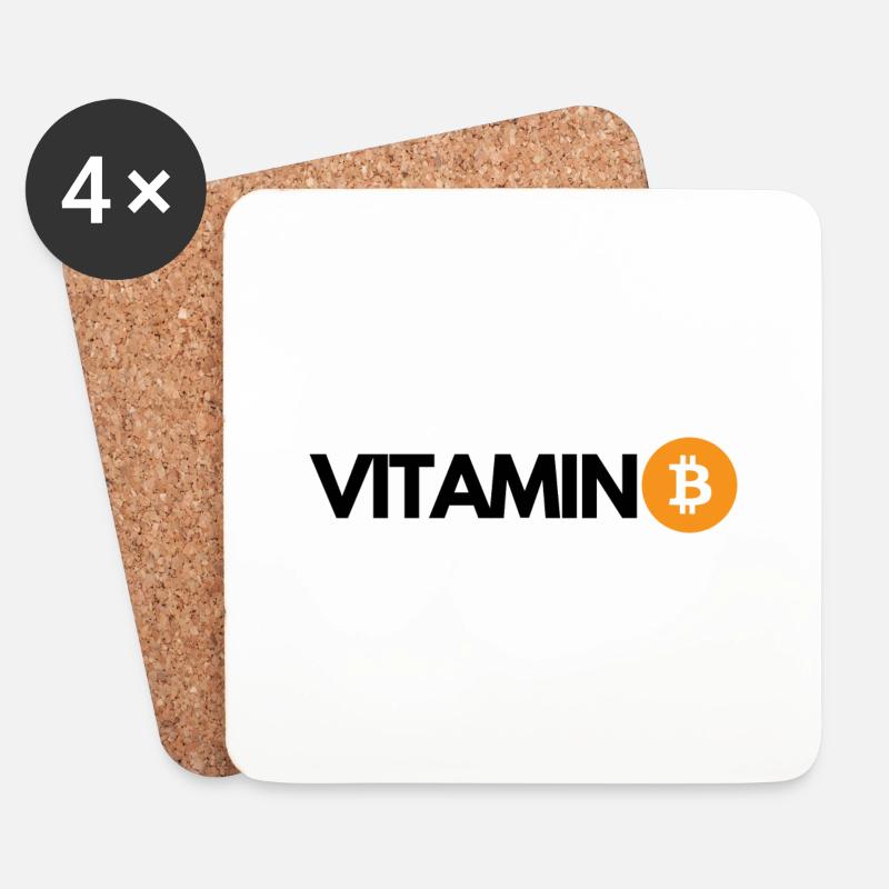 Krypto VITAMIN B Bitcoin BTC - Untersetzer (4er-Set) - Weiß