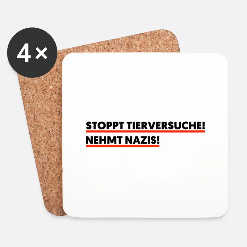 Stoppt Tierversuche - Untersetzer (4er-Set) - Weiß