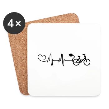 ebike fahrrad Herzschlag - Untersetzer (4er-Set) - Weiß - Vorne