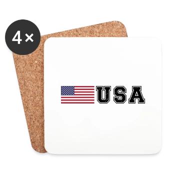 TEAM USA amerikanische Flagge Fahne vor Schrift - Untersetzer (4er-Set) - Weiß - Vorne