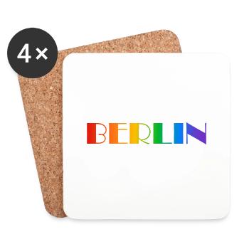 Berliner Regenbogen Text - Untersetzer (4er-Set) - Weiß - Vorne