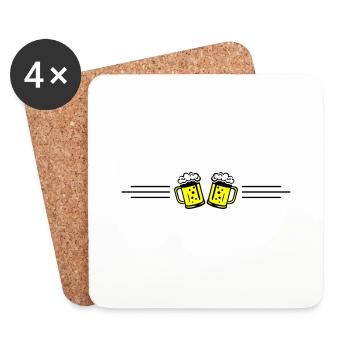 Icône de la ligne de bière - Dessous de verre (lot de 4) - blanc - Devant