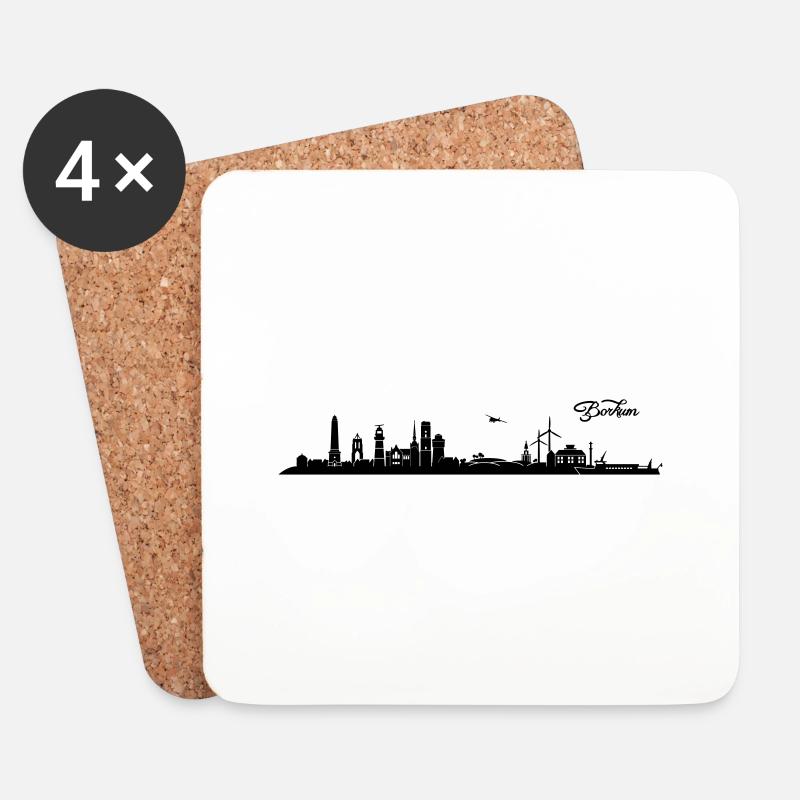 Borkumer Skyline - Untersetzer (4er-Set) - Weiß