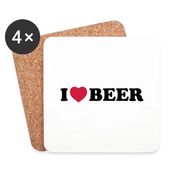 I love beer - Dessous de verre (lot de 4) - blanc - Devant