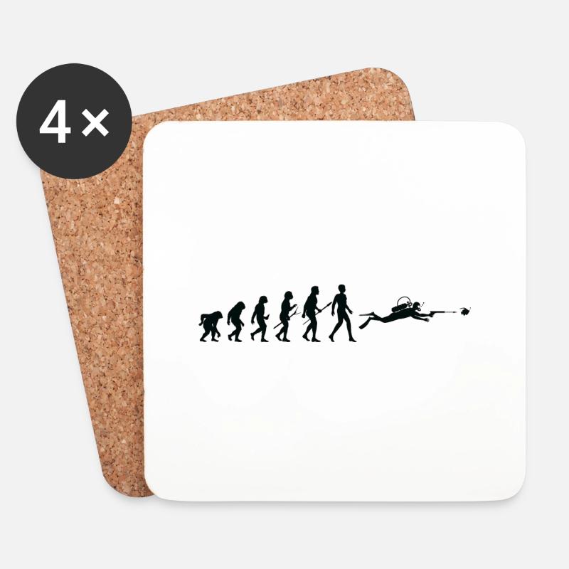 Evolution Mann Taucher - Untersetzer (4er-Set) - Weiß