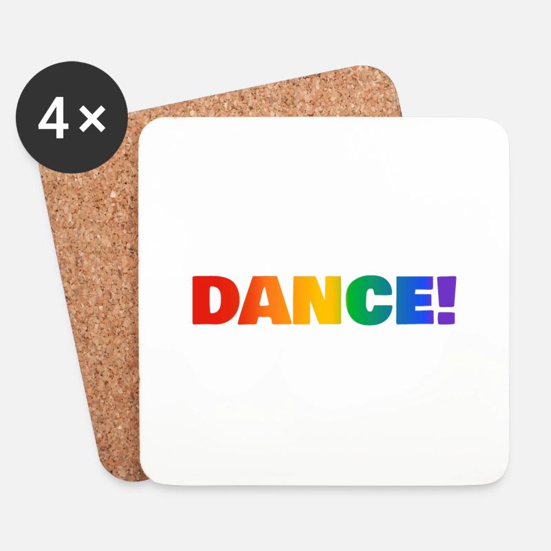 DANCE Regenbogentext - Untersetzer (4er-Set) - Weiß