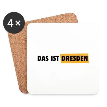 Das ist Dresden - Schriftzug - Untersetzer (4er-Set) - Weiß - Vorne