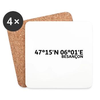 Coordonnées de Besançon - Dessous de verre (lot de 4) - blanc - Devant