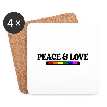 Peace and love - Coasters (set of 4) - white - Front
