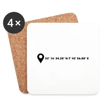 Ibbenbüren coordinates - Coasters (set of 4) - white - Front