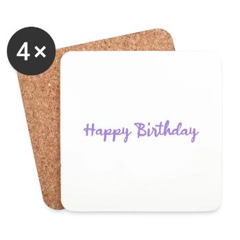 ANNIVERSARY. HAPPY BIRTHDAY. HAPPY BIRTHDAY. - Coasters (set of 4) - white - Front