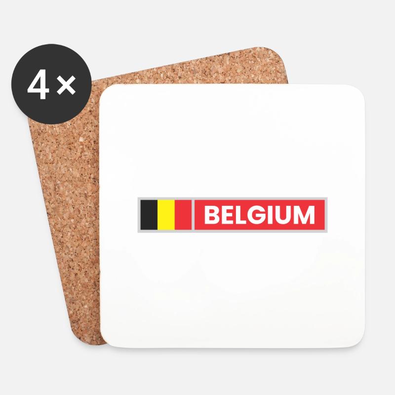 Belgische Flagge - Untersetzer (4er-Set) - Weiß