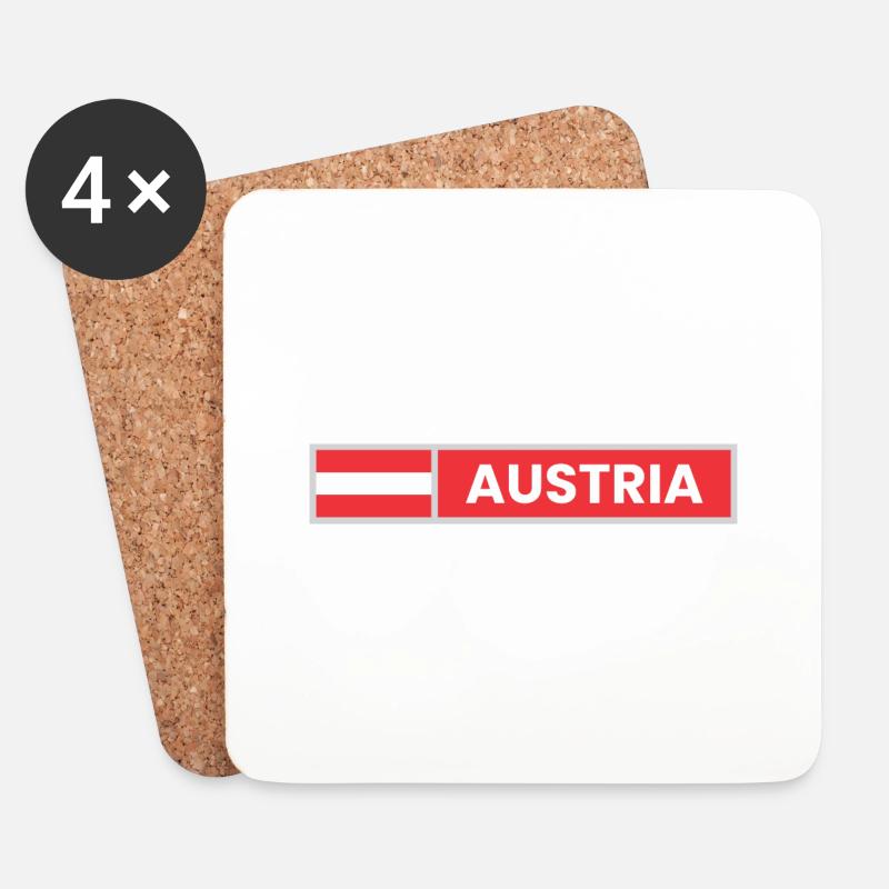 Österreich Flagge - Untersetzer (4er-Set) - Weiß