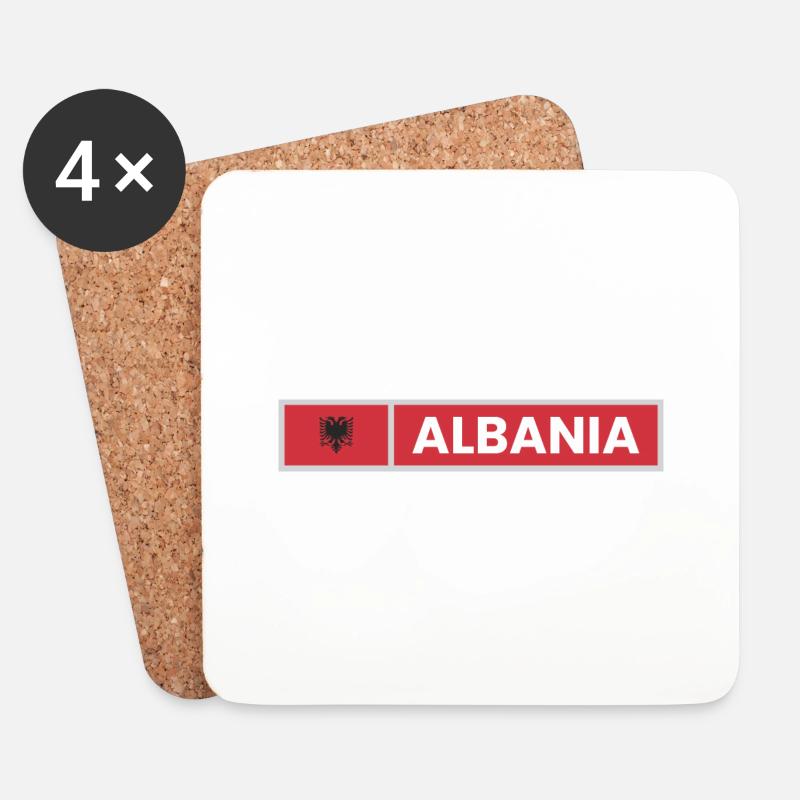 Albanien Flagge - Untersetzer (4er-Set) - Weiß