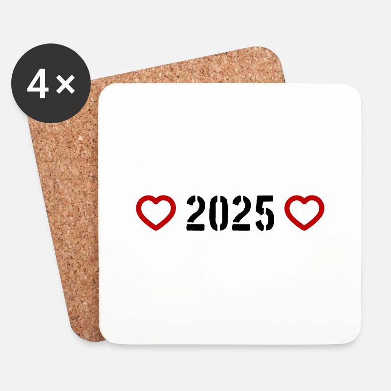 2025 Herz - Untersetzer (4er-Set) - Weiß