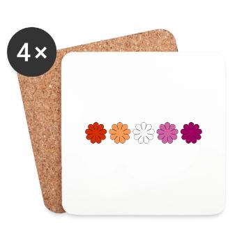 Fleurs subtiles de la fierté lesbienne - Dessous de verre (lot de 4) - blanc - Devant