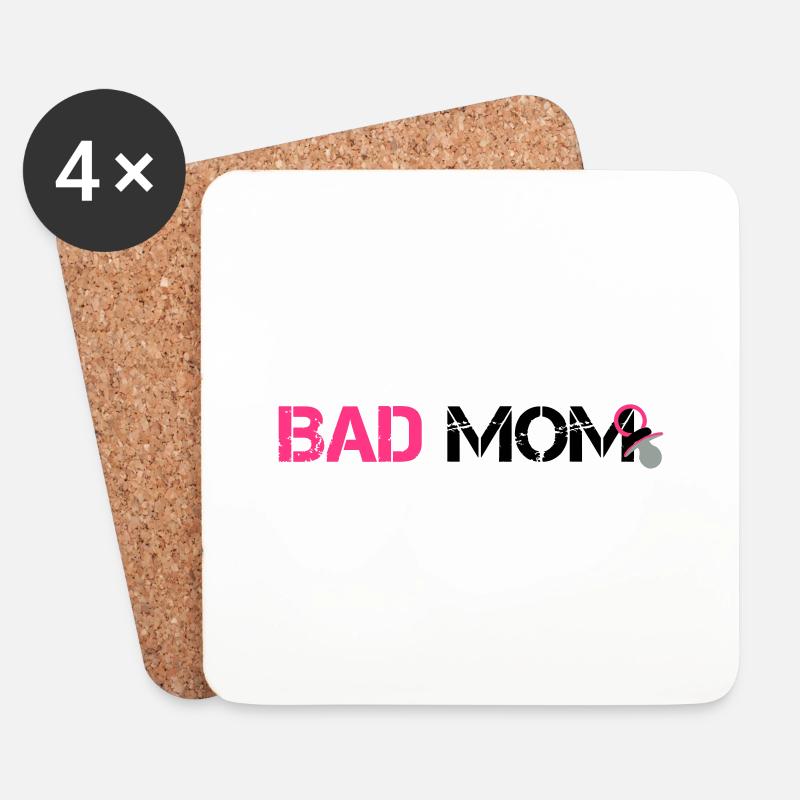 Bad Mom - Untersetzer (4er-Set) - Weiß