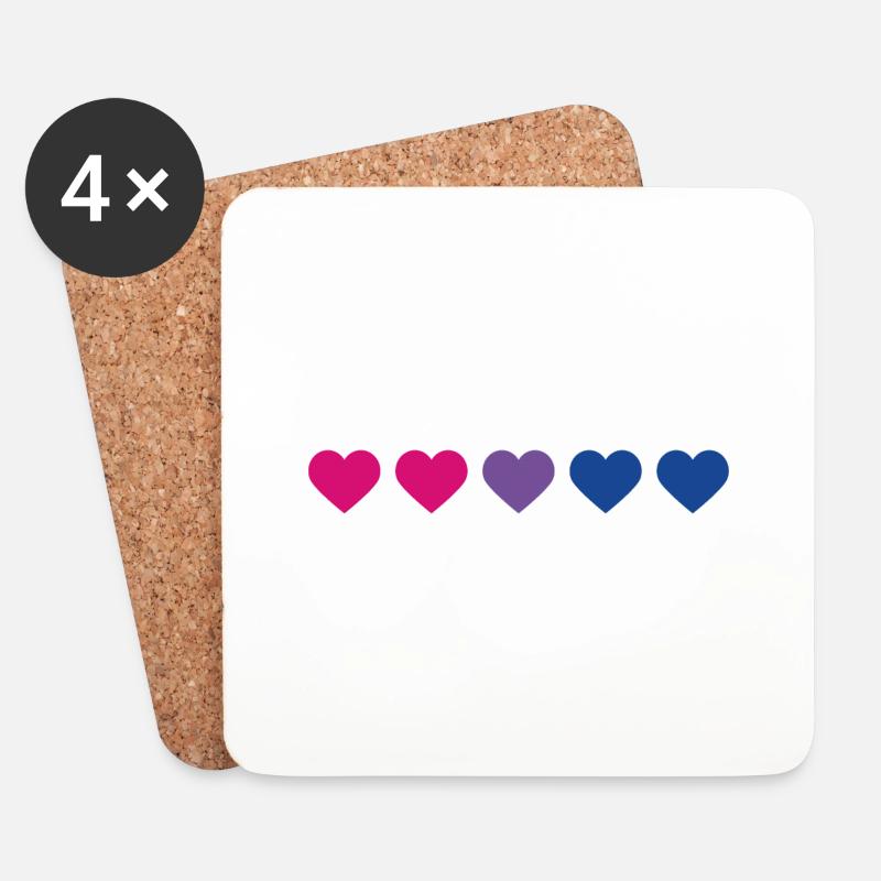Bi-Heart || LGBT bisexual - Untersetzer (4er-Set) - Weiß