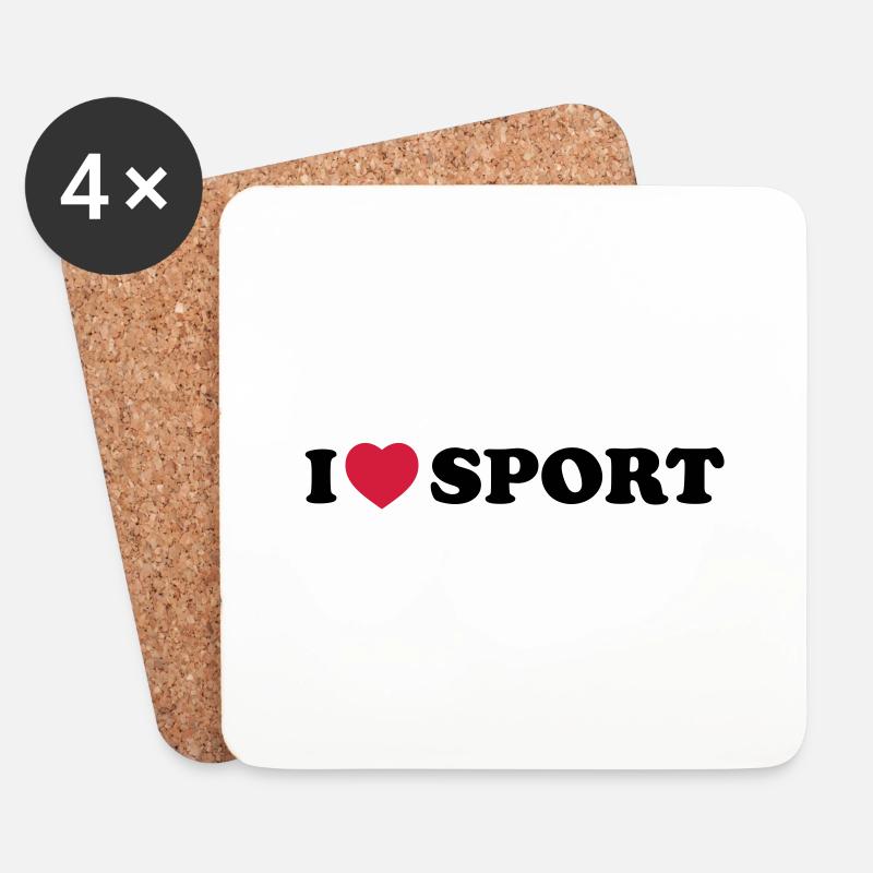 I love sport - Untersetzer (4er-Set) - Weiß