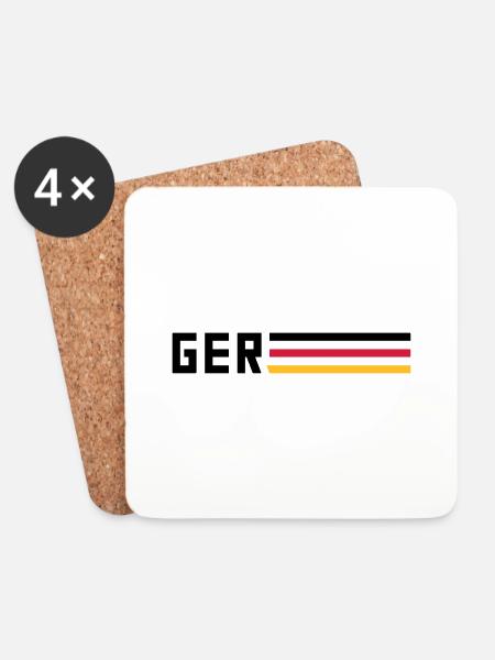 GER Flagge Logo Mannschaft Team Deutschland Sport - Untersetzer (4er-Set) - Weiß
