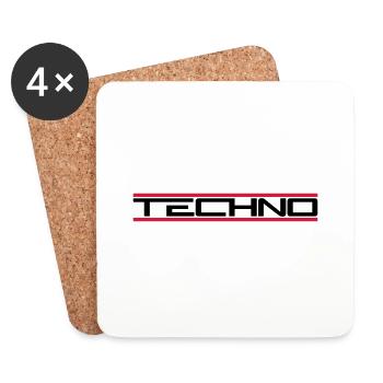 Techno Rote Balken - Untersetzer (4er-Set) - Weiß - Vorne