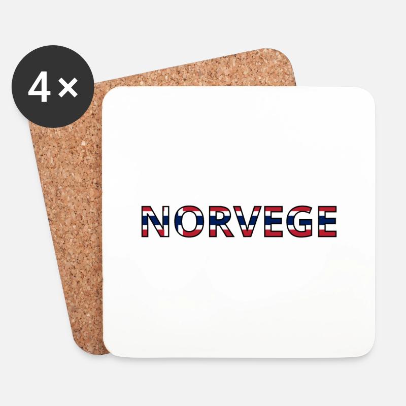 Flagge von Norwegen - Untersetzer (4er-Set) - Weiß