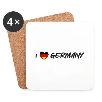 I Love Germany Deutschlandflagge Herz - Untersetzer (4er-Set) - Weiß - Vorne