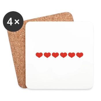 cœur coeur - Dessous de verre (lot de 4) - blanc - Devant