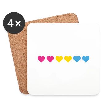 Pan-Heart | Pansexual Pride LGBTQ - Untersetzer (4er-Set) - Weiß - Vorne