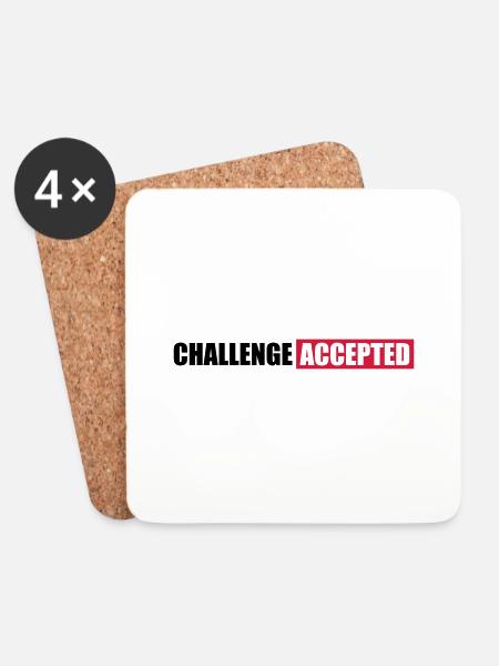 Challenge Accepted Text Design - Untersetzer (4er-Set) - Weiß