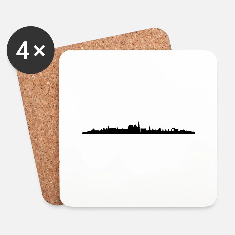 Skyline Aachen - Untersetzer (4er-Set) - Weiß