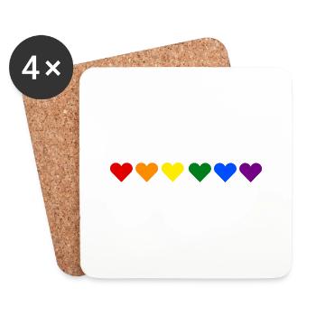 coeur arc en ciel lgbt - Dessous de verre (lot de 4) - blanc - Devant