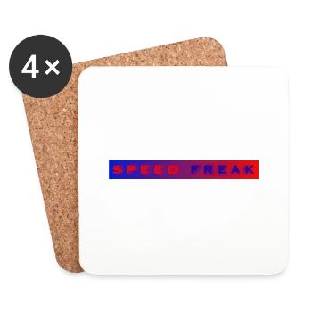 Speed Freak with blue red background - Coasters (set of 4) - white - Front