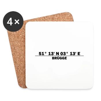 Coordonnées de Bruges - Dessous de verre (lot de 4) - blanc - Devant