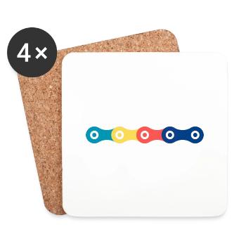 Bunte Fahrradketten - Untersetzer (4er-Set) - Weiß - Vorne