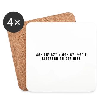 Biberach an der Riß Baden-Württemberg Koordinaten - Untersetzer (4er-Set) - Weiß - Vorne