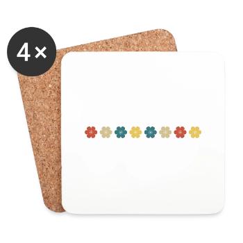 Vintage Retro Daisy - Coasters (set of 4) - white - Front