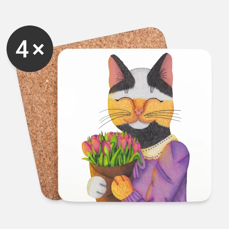 Blumengruss - Untersetzer (4er-Set) - Weiß