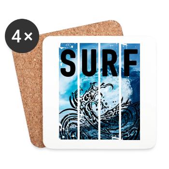 SURF Ozean Wellen - Untersetzer (4er-Set) - Weiß - Vorne