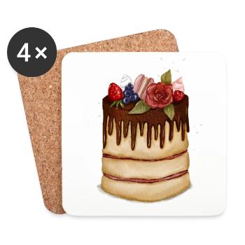 Kuchen backen, Torten, Konditorin - Untersetzer (4er-Set) - Weiß - Vorne