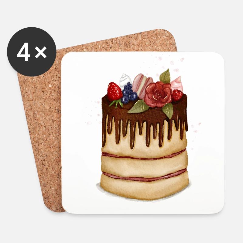 Kuchen backen, Torten, Konditorin - Untersetzer (4er-Set) - Weiß