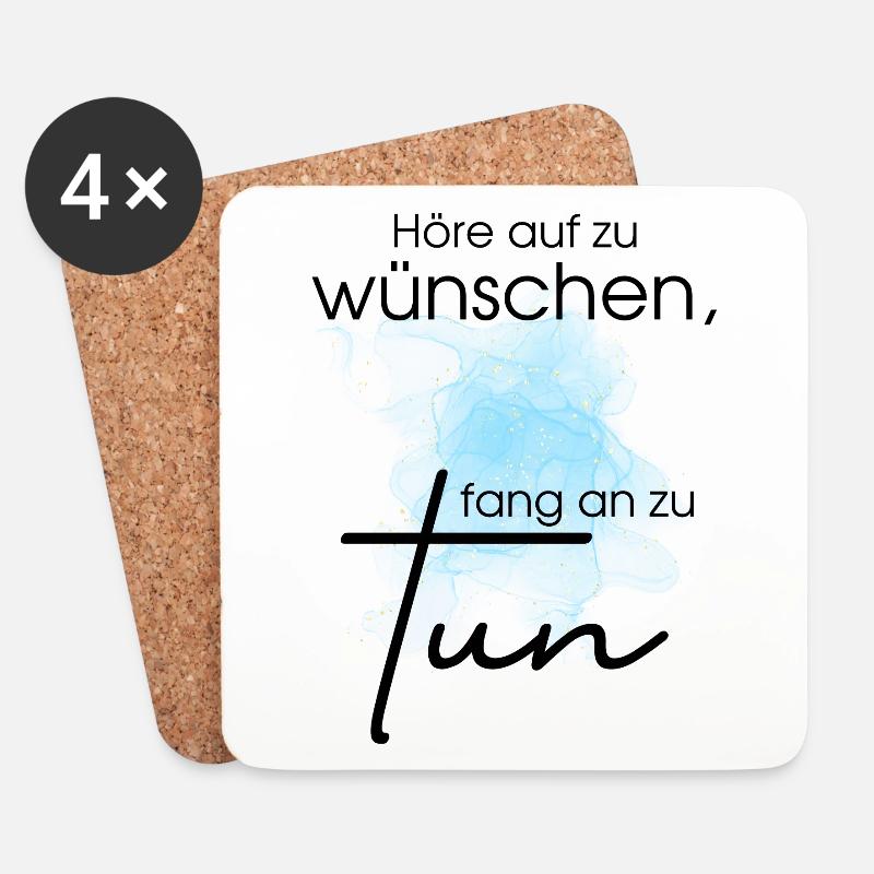 POSITIVE EINSTELLUNG MINDSET Motivation - Untersetzer (4er-Set) - Weiß