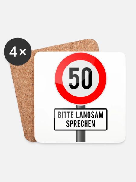 50 Jahre Schild langsam - Untersetzer (4er-Set) - Weiß