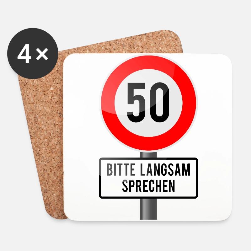 50 Jahre Schild langsam - Untersetzer (4er-Set) - Weiß