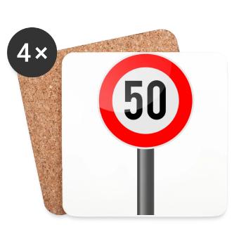 50 Jahre Schild - Untersetzer (4er-Set) - Weiß - Vorne
