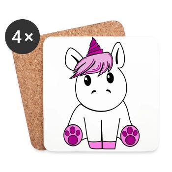 licorne - Dessous de verre (lot de 4) - blanc - Devant