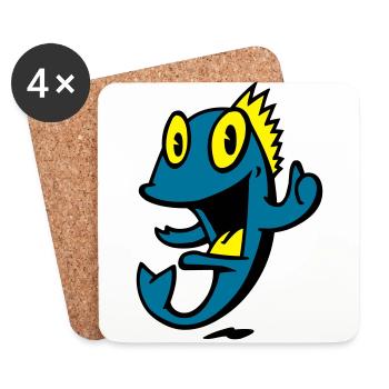 poisson marin souriant - Dessous de verre (lot de 4) - blanc - Devant