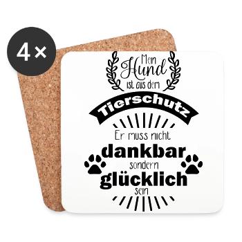 Mein Hund aus dem Tierschutz - Untersetzer (4er-Set) - Weiß - Vorne